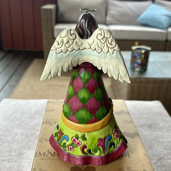 Jim Shore for Enesco Heartwood Creek Angel with Bird in Glass Dome 9.2” - Picture 5 of 11